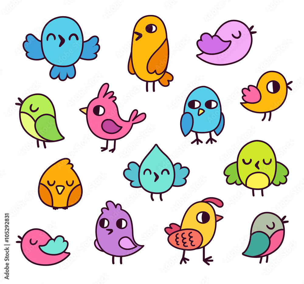 cute cartoon birds set cute cartoon birds set