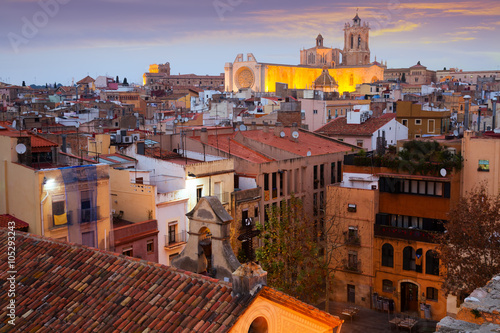 Tarragona with Cathedral in evening time. Spain