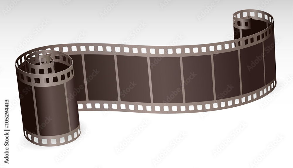 Twisted film strip roll for photo or video on white background v