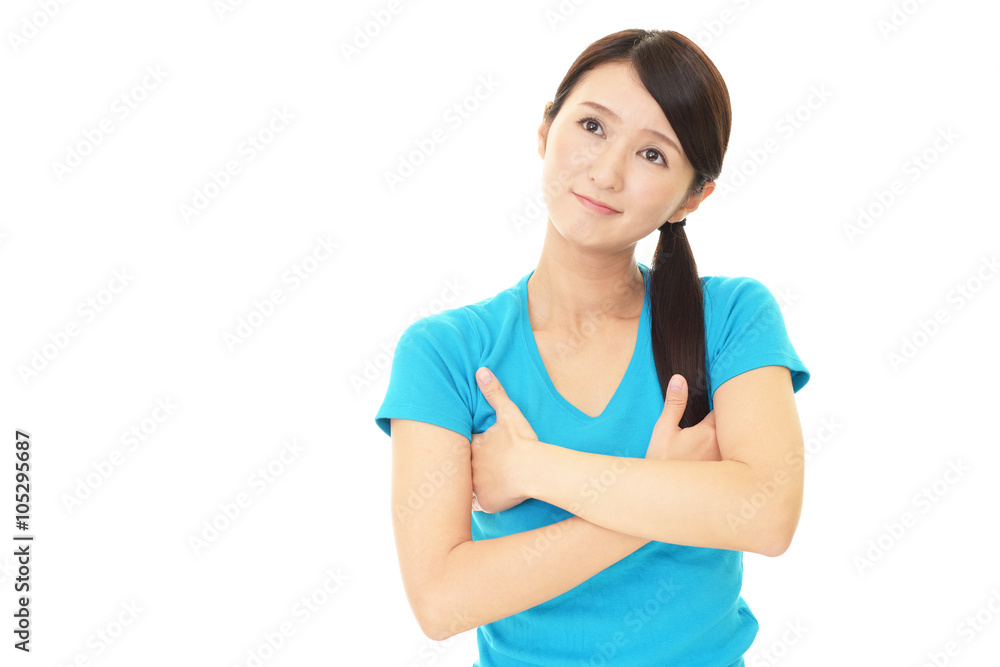 汗を気にする女性 汗を気にする女性