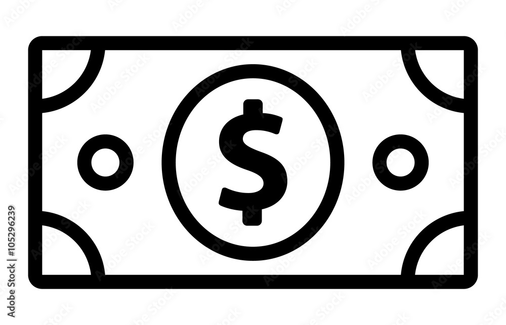 American dollar bill line art icon for financial apps and websites American dollar bill line art icon for financial apps and websites