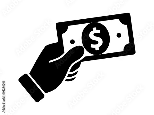 Payment with money, buying or purchase of goods flat icon for apps and websites photo