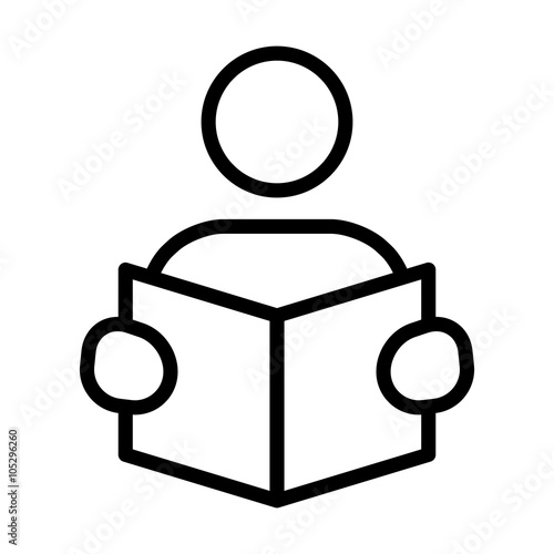 Reading or learning with book line art icon for education apps and websites