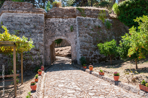 Paved path to the Venetian Castle in Zakynthos city photo