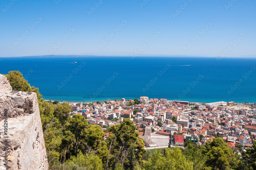 Aerial view of Zakynthos city from the Venetian Castle