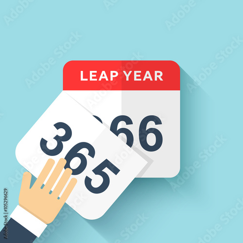 Calendar style flat leap year 366 days. Flat Calendar Design 2016 Calendar icon. Calendar minimalism. Isolated calendar on blue. Hand and calendar. Hand tears calendar. Hand leafing through calendar