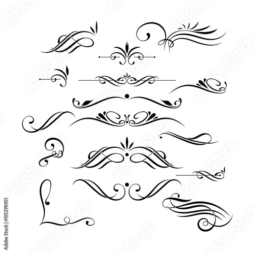 Vector set of elegant curls and swirls. Elements for design photo
