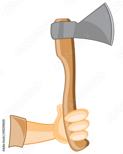 Hand of the person with axe