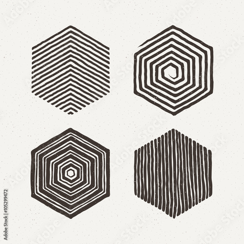 Hexagons set. Vector illustration. Pattern geometric figure.