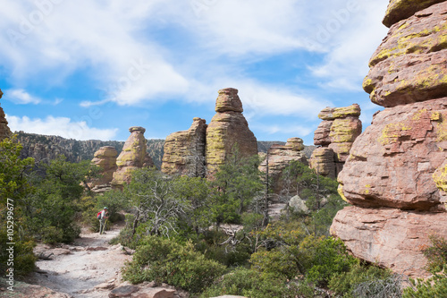 Tourist on the Echo Canyon Trail. Chiricahua National Monument,