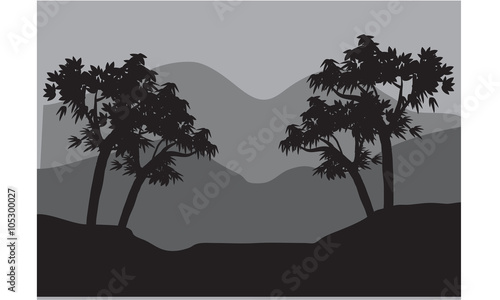 Silhouettes of couple tree