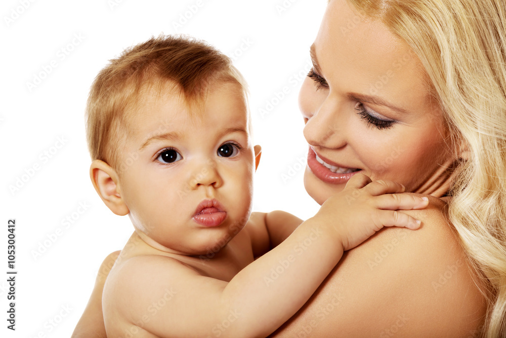 Young mother with her adorable baby Young mother with her adorable baby