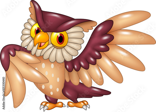 Cartoon funny owl bird posing