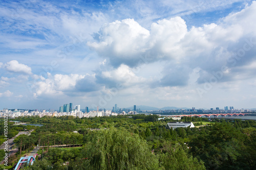 Canvas Print View of Seoul city from sky park