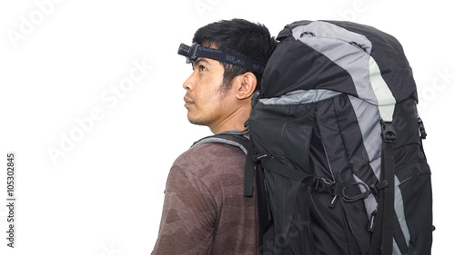 Asian Men Ready For Hiking In Tropical Mountain