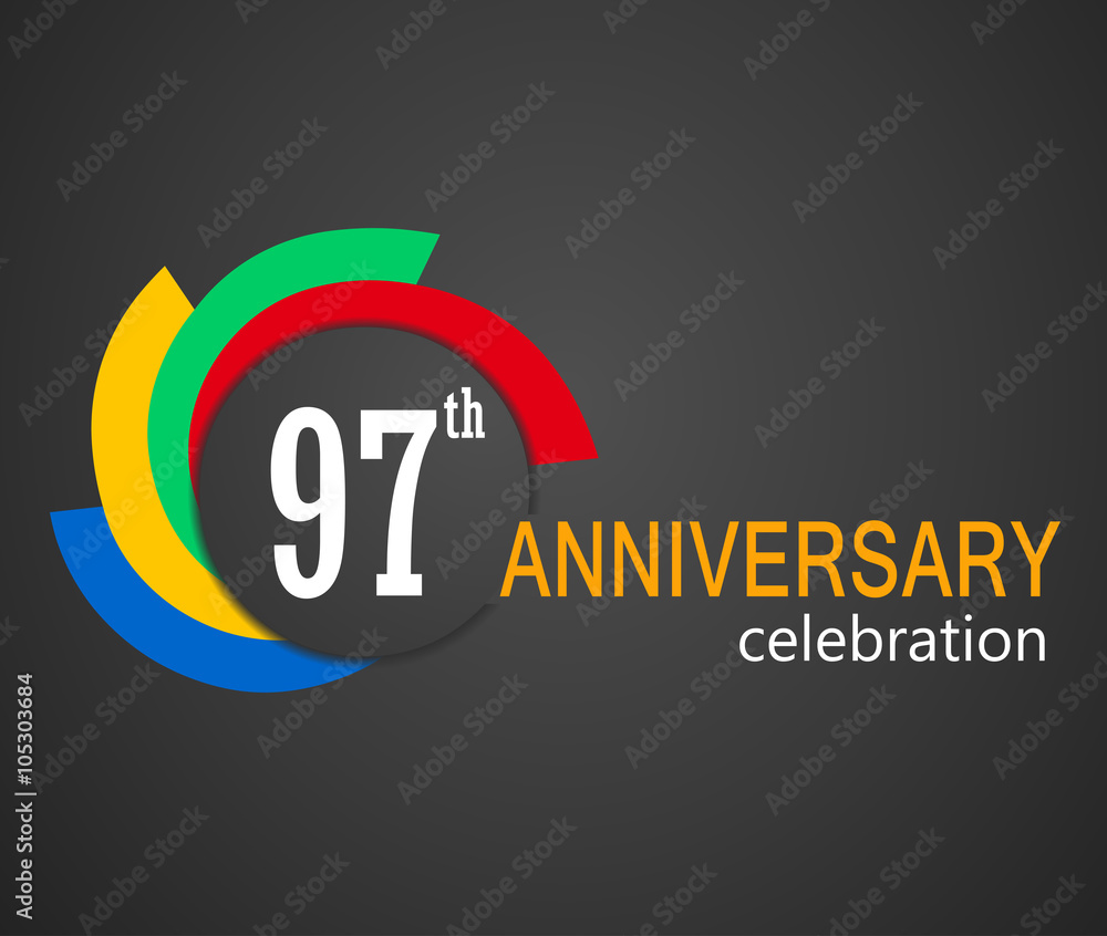 97th Anniversary celebration background, 97 years anniversary card illustration - vector eps10 97th Anniversary celebration background, 97 years anniversary card illustration - vector eps10