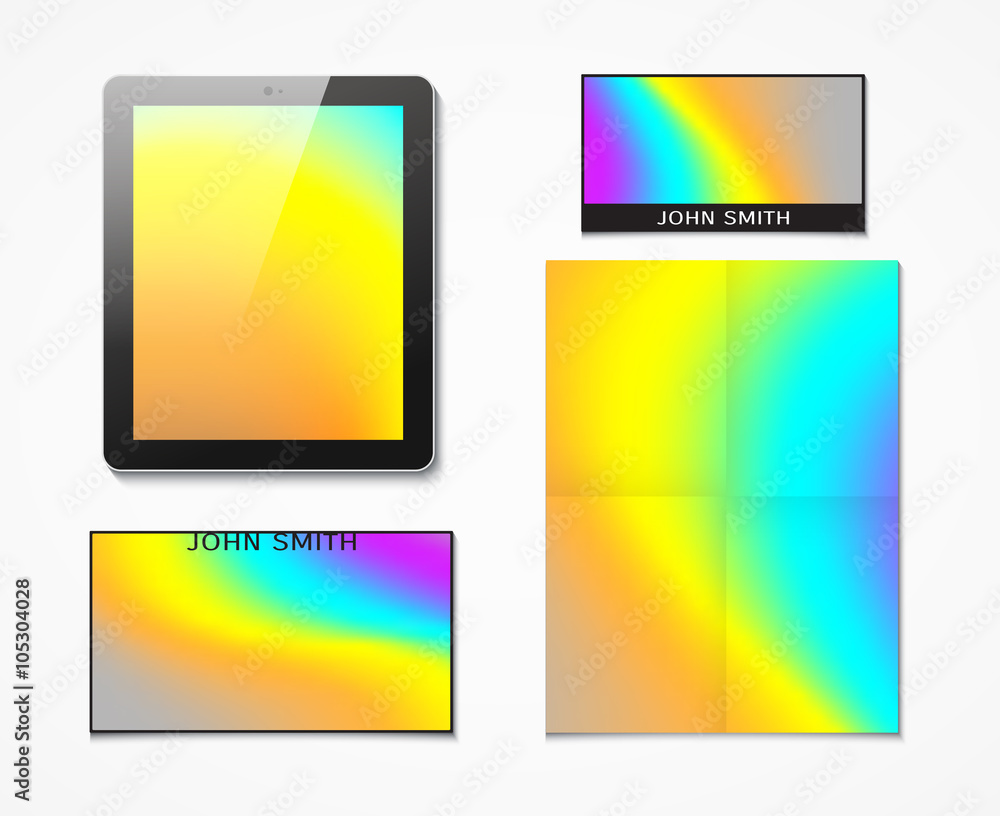 Naklejka premium Set of corporate identity with a bright background hologram printing 
