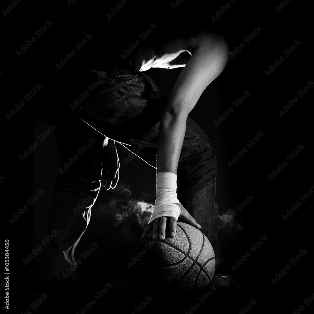 Fototapeta premium Street Basketball., Black and white photo.
