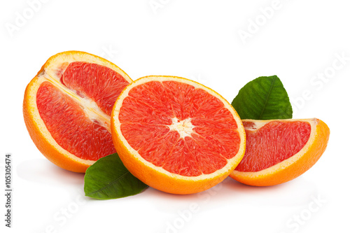 Red orange citrus on white