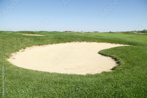 Sand bunker on the golf course