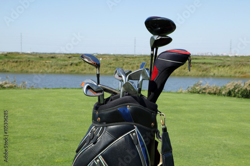 A close-up of a golf club