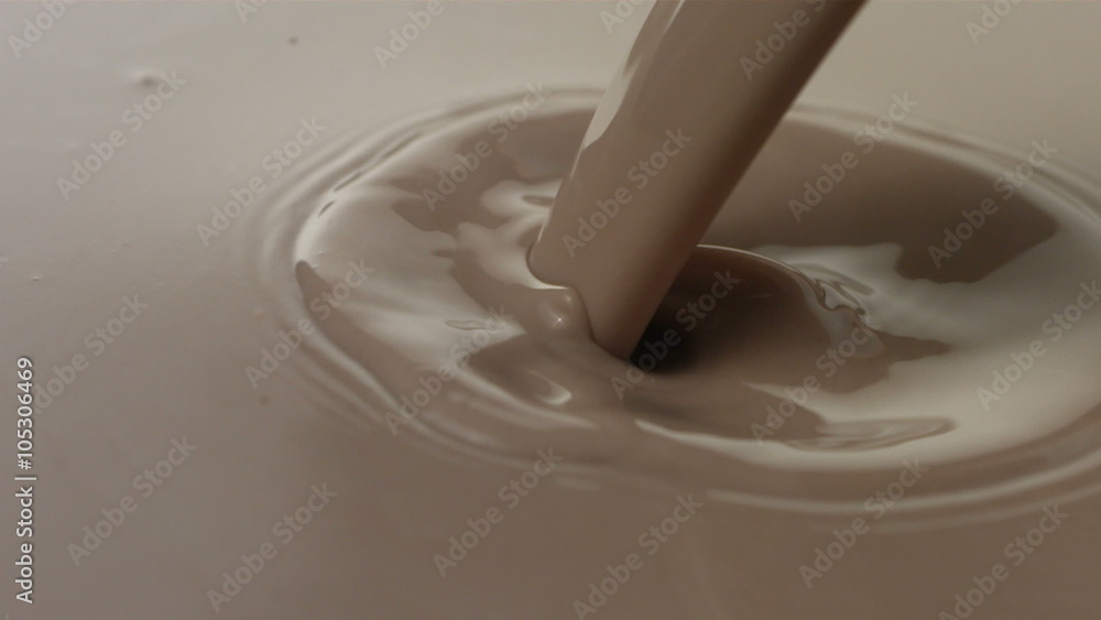 Pouring chocolate milk, slow motion