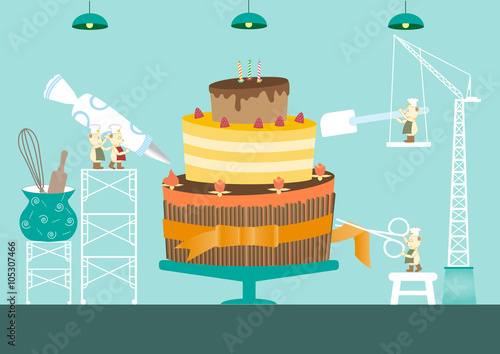 Make a cake ,Design for sweet concept ,vector illustration.