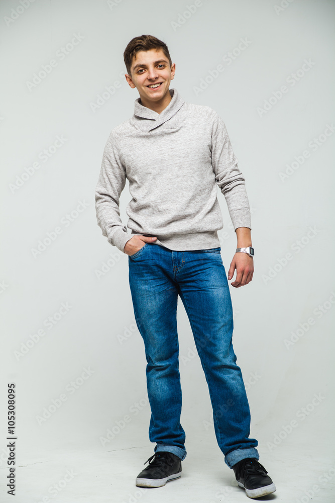 man sweatshirt and jeans white background man sweatshirt and jeans white background