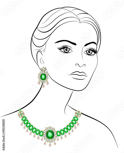 Woman in necklace and earrings