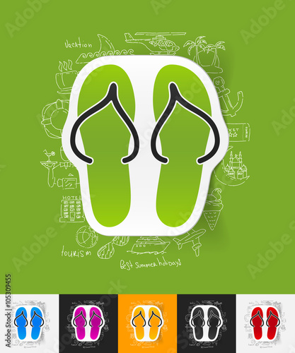 slippers paper sticker with hand drawn elements