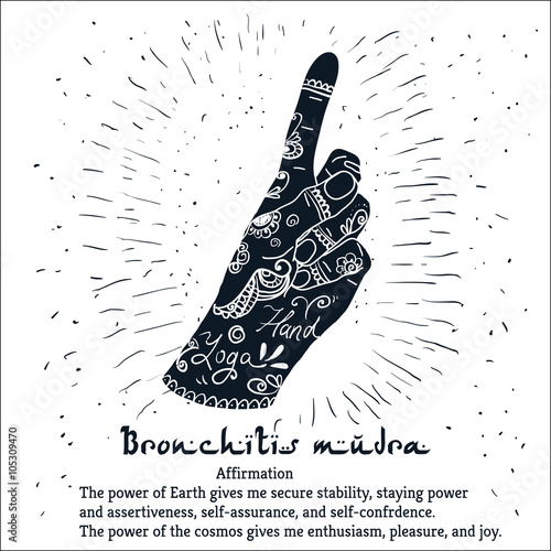 Element yoga Bronchitis mudra hands with mehendi pattern