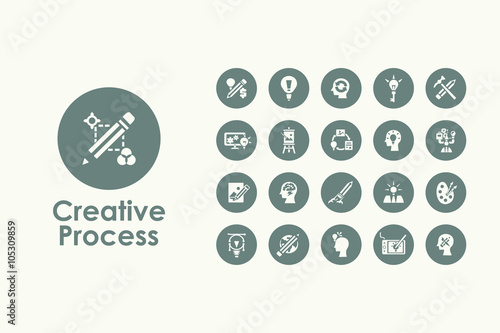 Set of creative process simple icons