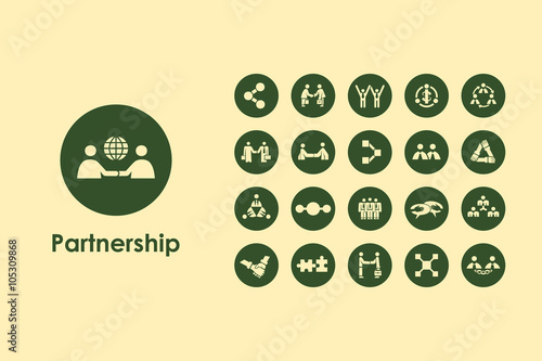 Set of partnership simple icons
