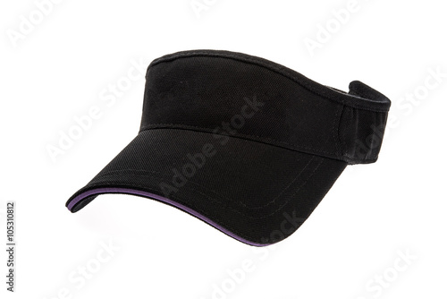 Men's black golf visors on white background photo