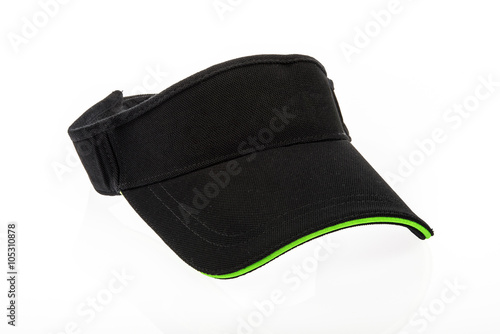 Adult golf black and green visor on white background