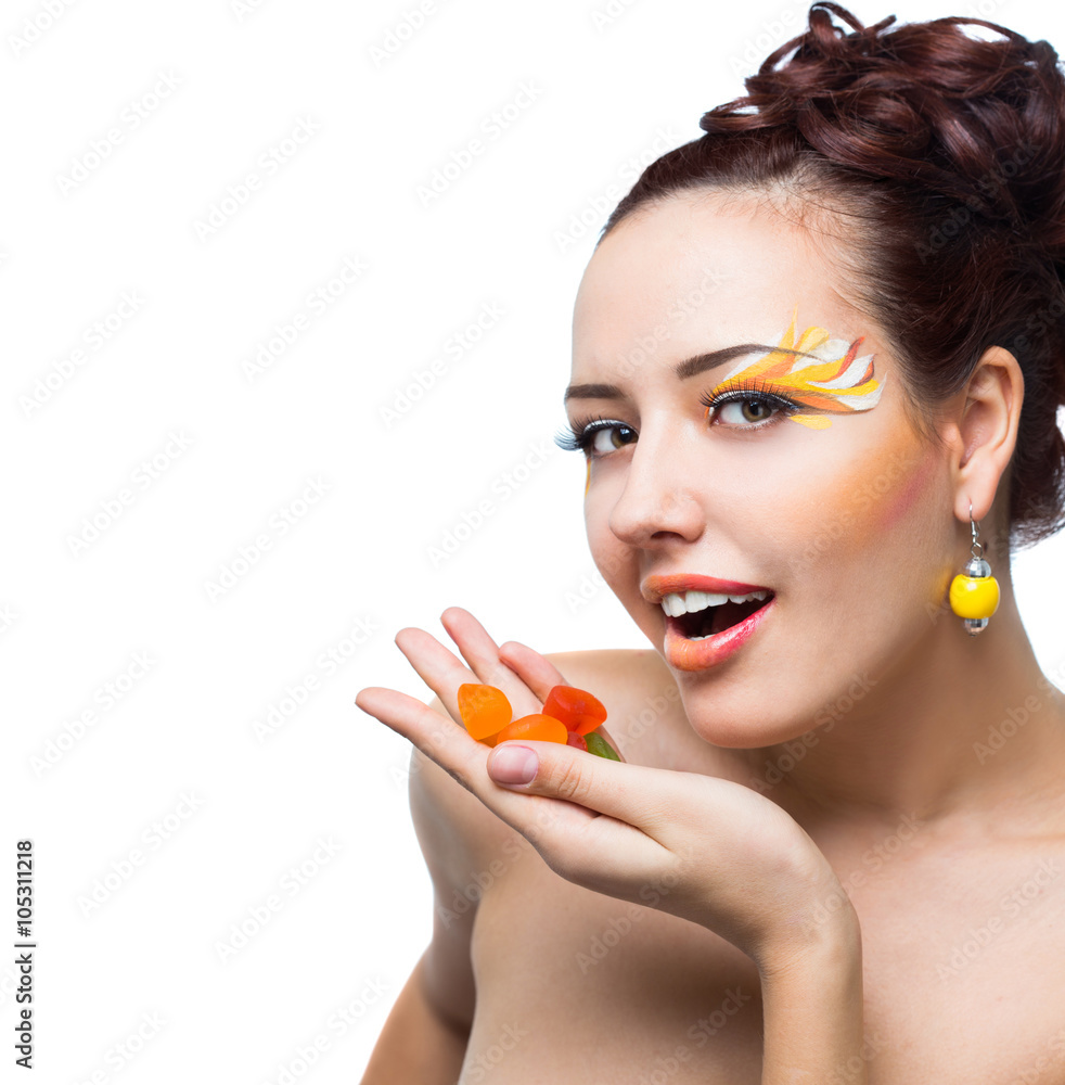young woman with bright makeup young woman with bright makeup