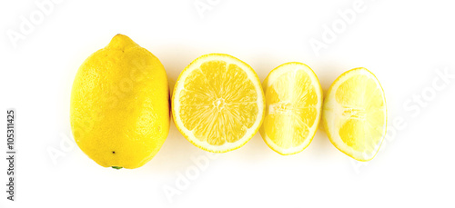 Whole and different sized cuts of lemon slices