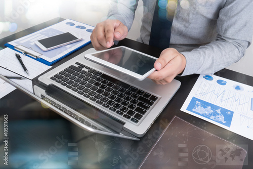 businessman working with digital tablet computer and smart phone