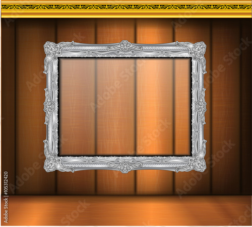 Vintage picture frame isolated on wood background