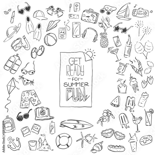 Summer objects Icons outline pack
