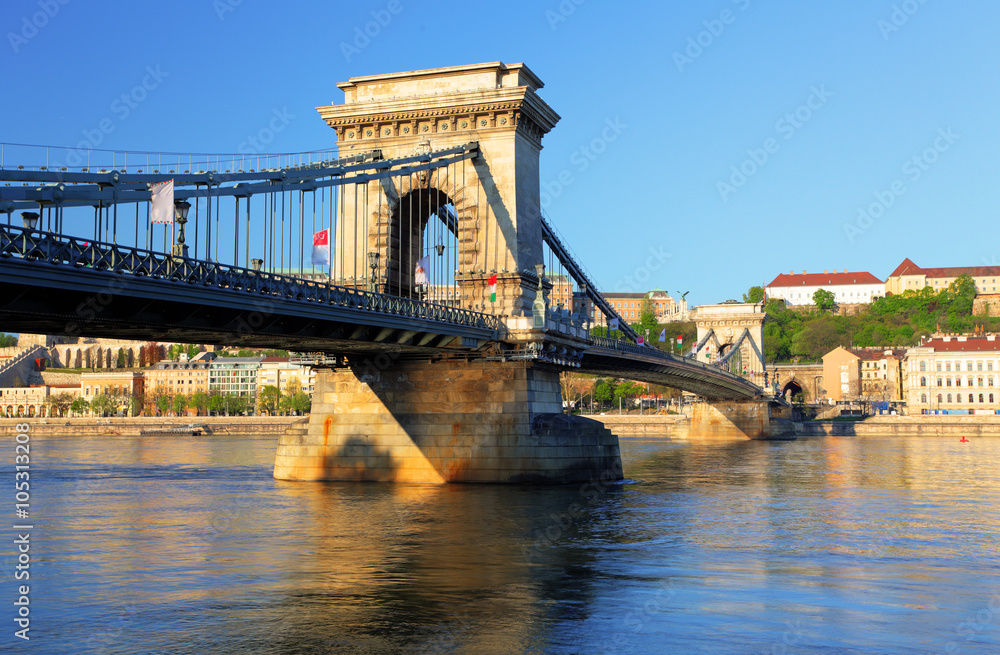 Obraz premium Chain bridge and royal palace, Budapest