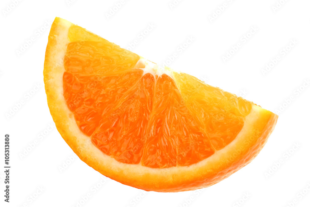 delicious and large slices of an orange isolated on a white background delicious and large slices of an orange isolated on a white background