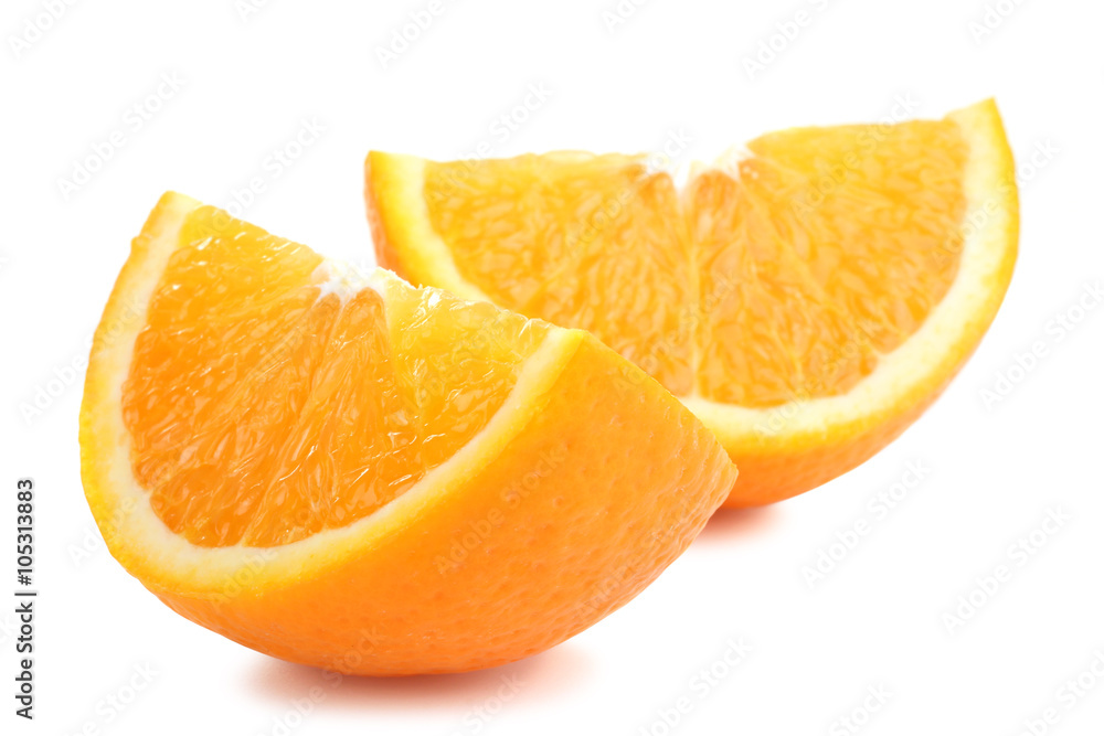 large and delicious sliced oranges laid out on a white isolated background large and delicious sliced oranges laid out on a white isolated background