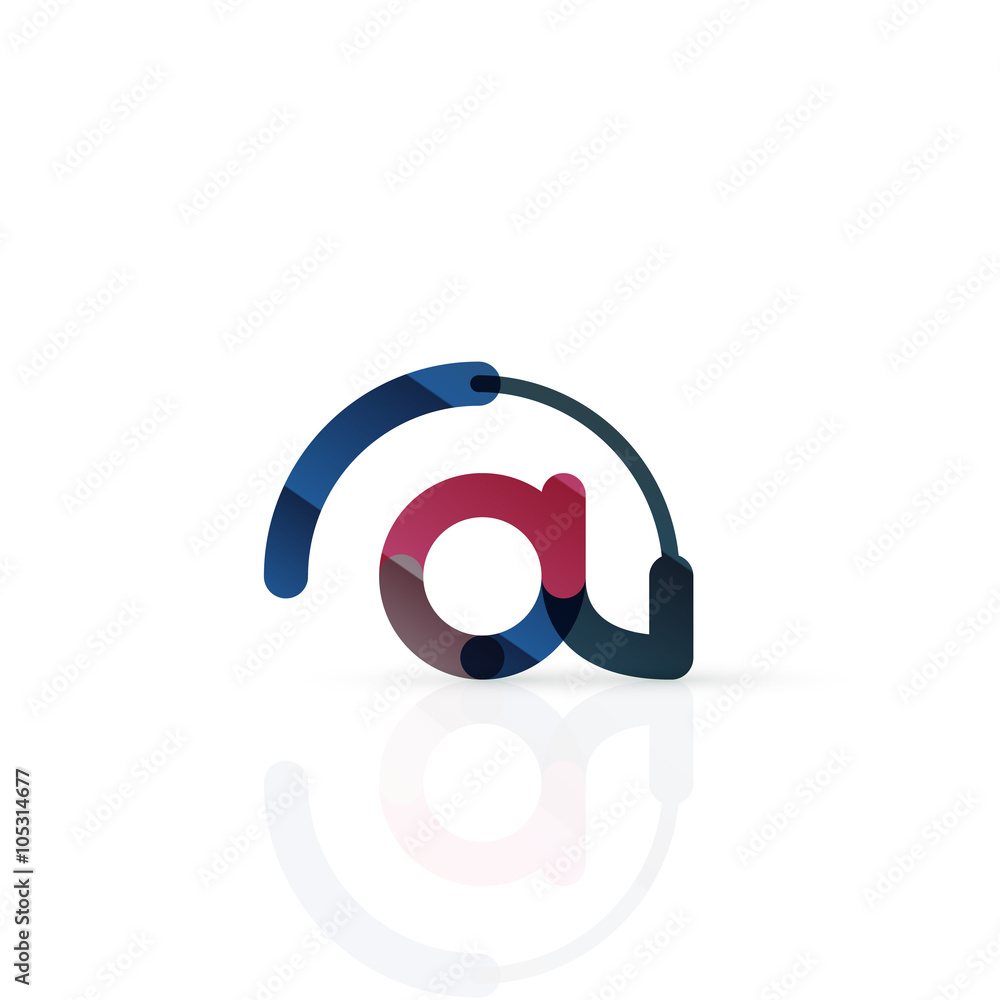 Vector email business symbol, or at sign logo. Linear minimalistic flat icon design Vector email business symbol, or at sign logo. Linear minimalistic flat icon design