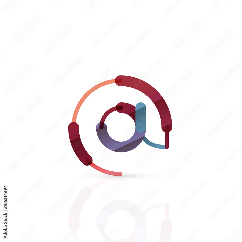 Vector email business symbol, or at sign logo. Linear minimalistic flat icon design Vector email business symbol, or at sign logo. Linear minimalistic flat icon design