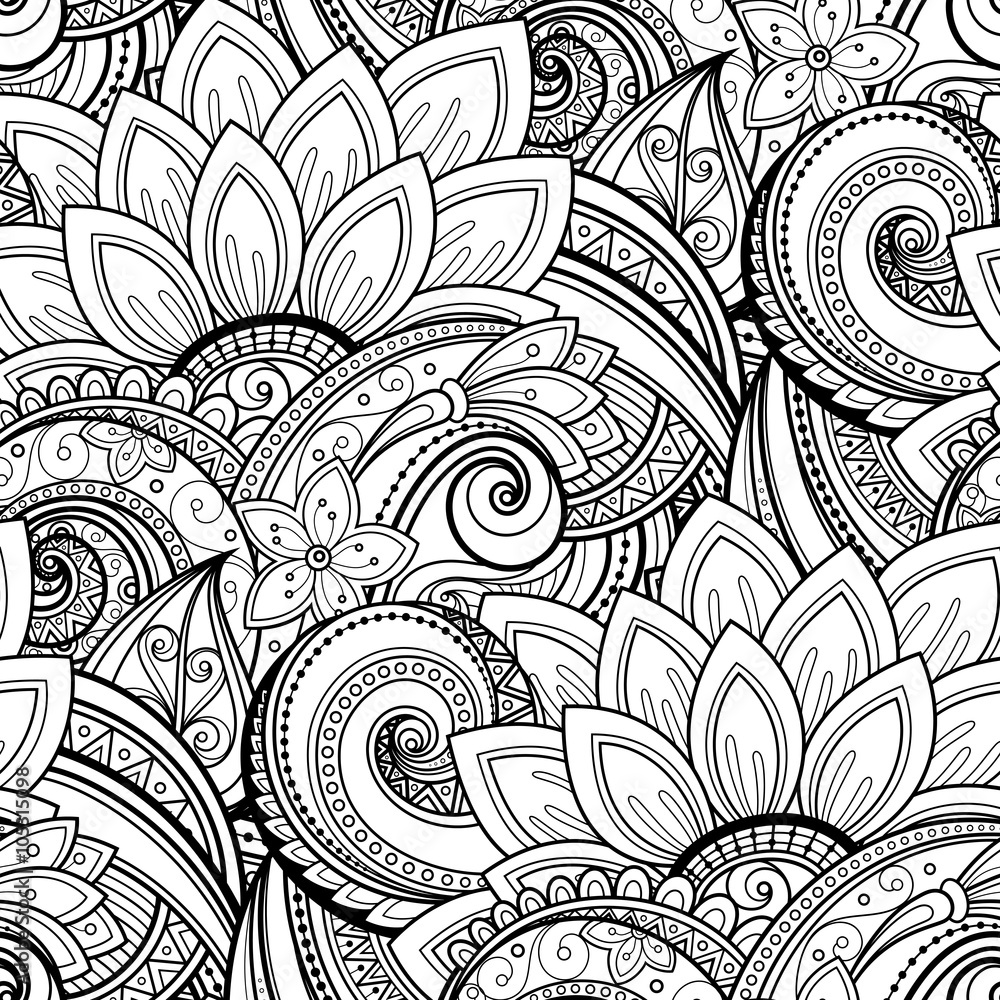 Vector Seamless Monochrome Floral Pattern Vector Seamless Monochrome Floral Pattern
