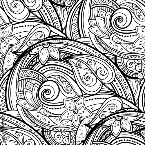 Vector Seamless Monochrome Floral Pattern
