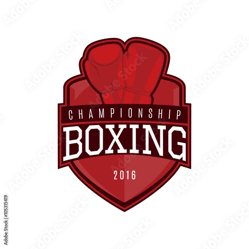 Vector label of boxing. Logo of boxing championship. Vector illustration.