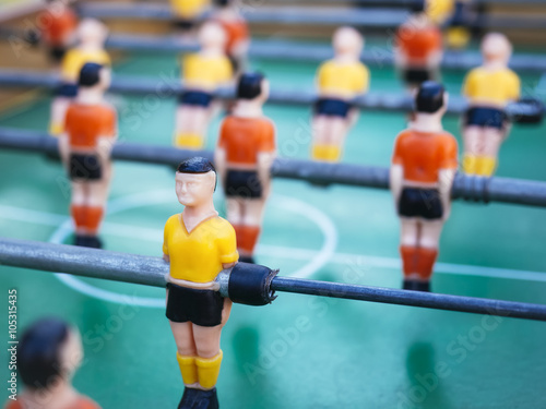 Table football Soccer players game with Red and yellow Team