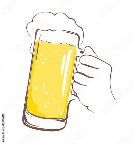 Vector illustration -- lager beer mug in hand